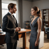 image of a man and a woman in formal attire after a heated argument in office.